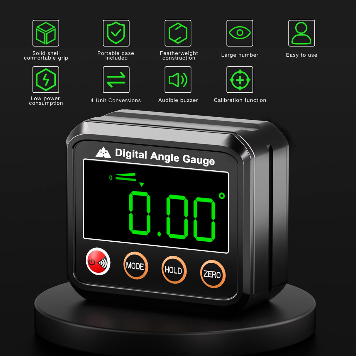 VOLCANOES CLUB Magnetic Digital Angle Finder Protractor Inclinometer - Mini Digital Level Angle Gauge - Fast & Stable Measurement Tool - Backlit Display & Big Number - Woodworking, Construction VOLCANOES CLUB