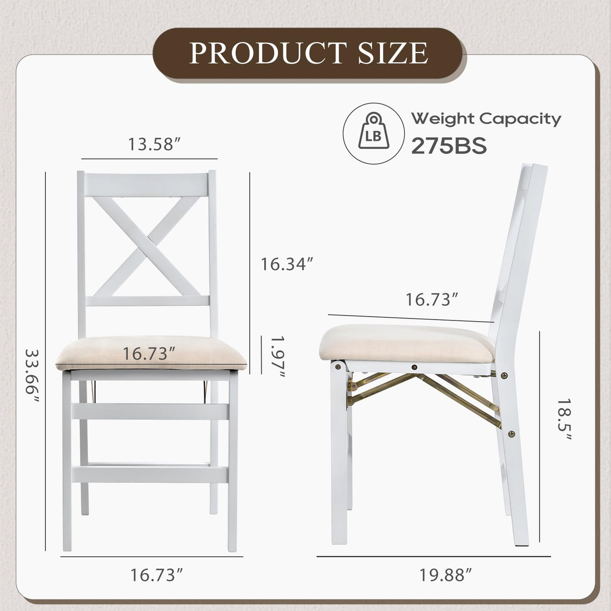 COLAMY Folding Dining Chairs Set of 6, Foldable Chairs with Padded Seats, Wood Folding Dining Room Chairs for Dinner, Kitchen, Party, Camping, White COLAMY