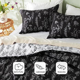 Bedsure Full Comforter Set - Black Bed Set, 3 Pieces Cute Floral Bedding, 1 Soft Reversible Botanical Flowers Comforter and 2 Pillow Shams Bedsure