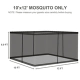 COWVIE Gazebo Replacement Netting Screen, 10' x 12' Universal Gazebo 4-Panel Mosquito Sidewalls with Double Zippers for Outdoor Patio (Only Netting) COWVIE