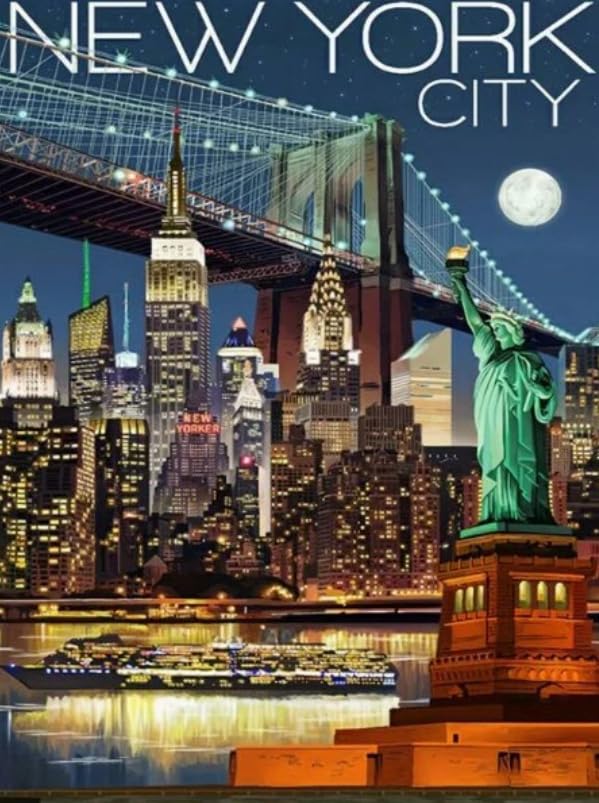 Syntego 5D DIY New York City Skyline Diamond Painting Kit Crystal Rhinestone Canvas 30cm x 40cm Syntego