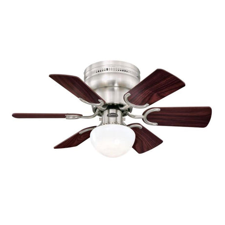 Westinghouse Hadley 30 Inch Brushed Nickel Finish Ceiling Fan with 6 Reversible Blades and Bowl Light Kit with 1 Candelabra Base Light Bulb Westinghouse