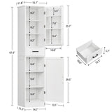 TEENFON Tall Storage Cabinet with 3 Door Shelves & 1 Drawer, Narrow Kitchen Pantry Cabinet for Living Room, Bathroom, Entryway, White TEENFON