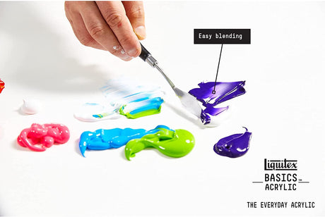 Liquitex BASICS Acrylic Paint Set, 6 x 22ml Tube Paint Set, Primary, Blue,Color Mixing,Green,White, 0.7 Fl Oz (Pack of 6) Liquitex