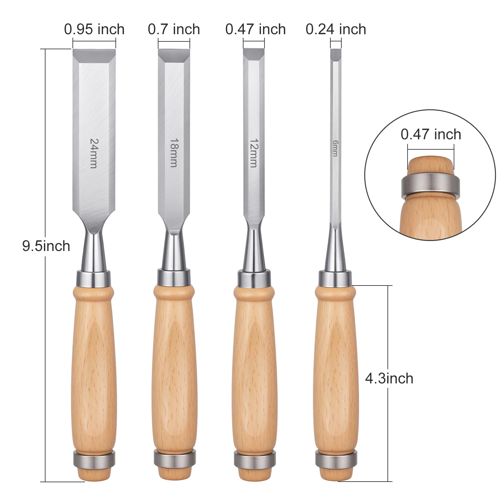 YUQGAOP 4 Piece Wood Chisel, Chisel, Professional Wood Chisel Sets Woodworking Tools Set,Bevel Edge Chisel Set,Woodwork Chisel. - WoodArtSupply