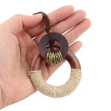 GelConnie Womens Pendant Necklace Wood Handmade Jewelry Leather Necklace Long Rope Sweater Necklace for Woman GelConnie
