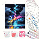 Easy Paint by Numbers Kit for Adults Beginner, Lightning Adult Paint by Number Kits on Canvas, DIY Painting Acrylic Oil for Home Wall Decor 16 x 20 in BYGFHLYW