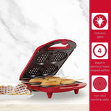 Holstein Housewares - Non-Stick Heart Waffle Maker, Red - Makes 4 Heart-Shaped Waffles in Minutes Holstein Housewares