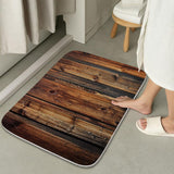 Final Friday Rustic Farmhouse Wooden Board Print Bathroom Rugs and Mats Sets 3 Piece, Wood Western Country Bath Mat 20 x 31 in, Coral Velvet Memory Foam U-Shaped Contour Shower Mat Non Slip Absorbent Final Friday