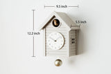 Cuckoo Clock Japanese Handcrafted Solid Wood Pendulum Wall Clock Silent Non-Ticking Hourly Chime Function Battery Operated Modern Decorative for Living Room Bedroom Kids Cuckoo CLOCK CH-059 (GRAY) INTERZERO