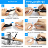 Battery Operated Pencil Eraser for Sketching Pencils/Drafting/Drawing/Graphite Pencils, Couture Creations Creative Detailer Tool, AFMAT Electric Eraser Kit for Artists, 140 Refills AFMAT