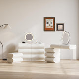 homary Modern 6 Drawers Dresser, 39.4" Wide Faux Leather Chest of Drawers with Modern Design, Storage Dressers Organizer for Bedroom Living Room Hallway, White homary