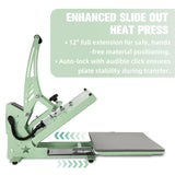 CoolSub Heat Press 15x15 Slide Out Heat Press Machine, Industrial Digital Heat Transfer Machine Sublimation for T-Shirt Green CoolSub
