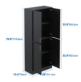 Cozy Castle 71" Tall Black Kitchen Pantry Cabinet with Adjustable Shelves and Doors Cozy Castle