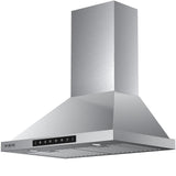 VIKIO HOME Wall Mount Range Hood 30 inch,Kitchen Vent Hoods 980 CFM Ducted/Ductless Range Hood,with Gesture Sensing & Touch Control Switch Panel, 3 Speed Exhaust Fan Permanent Filter VIKIO HOME