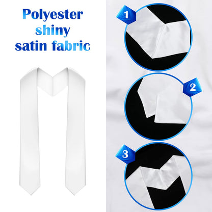 Haysandy 6 Pieces Unisex Graduation Stole Blanks Sublimation Graduation Sash Honor Stole for Graduation Students, 70 Inch(White)