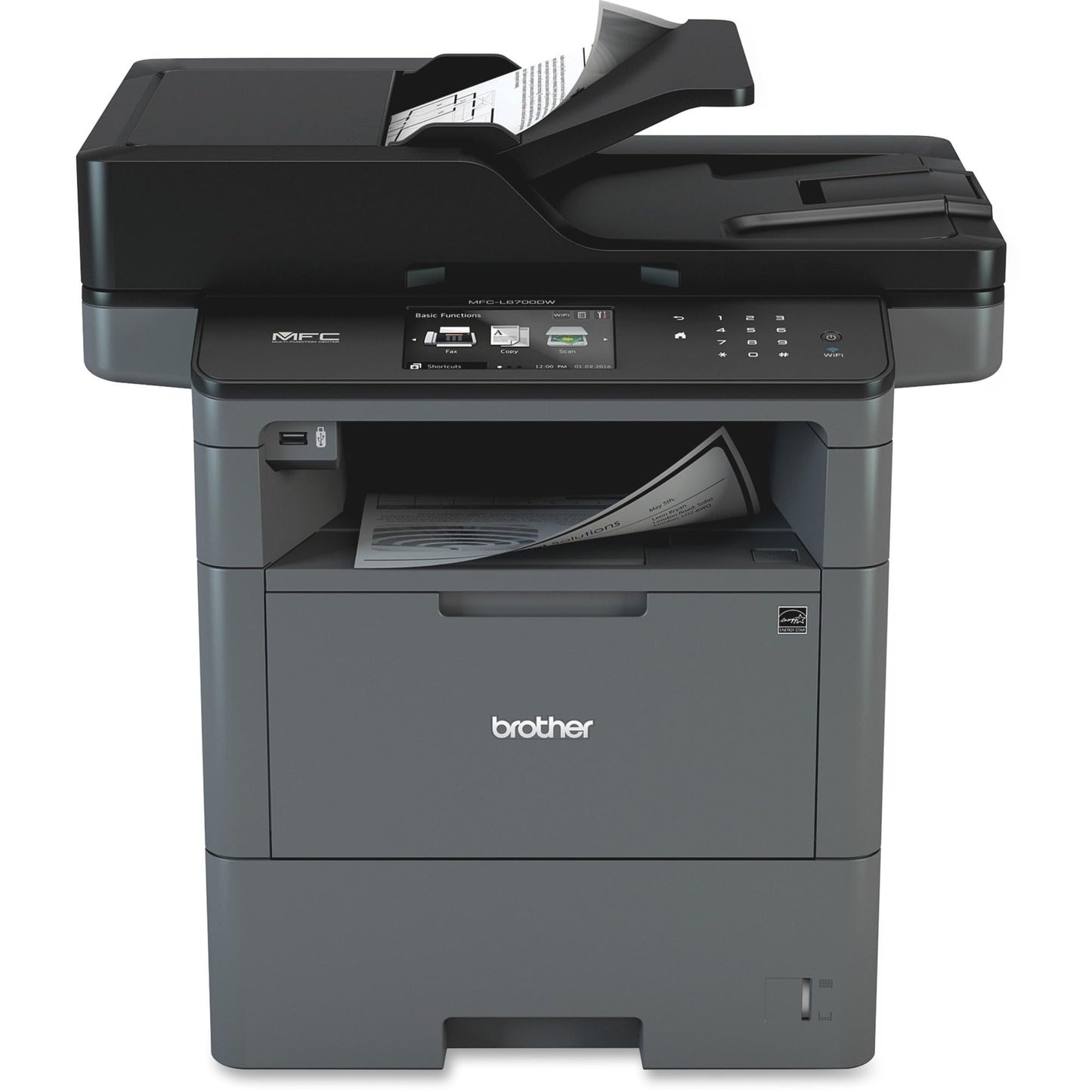 Brother Monochrome Laser Multifunction Printer, MFC-L6700DW, Advanced Duplex, Wireless Networking Capacity, 70-Page ADF Capacity Black,20.4" x 19.5" x 16.8"