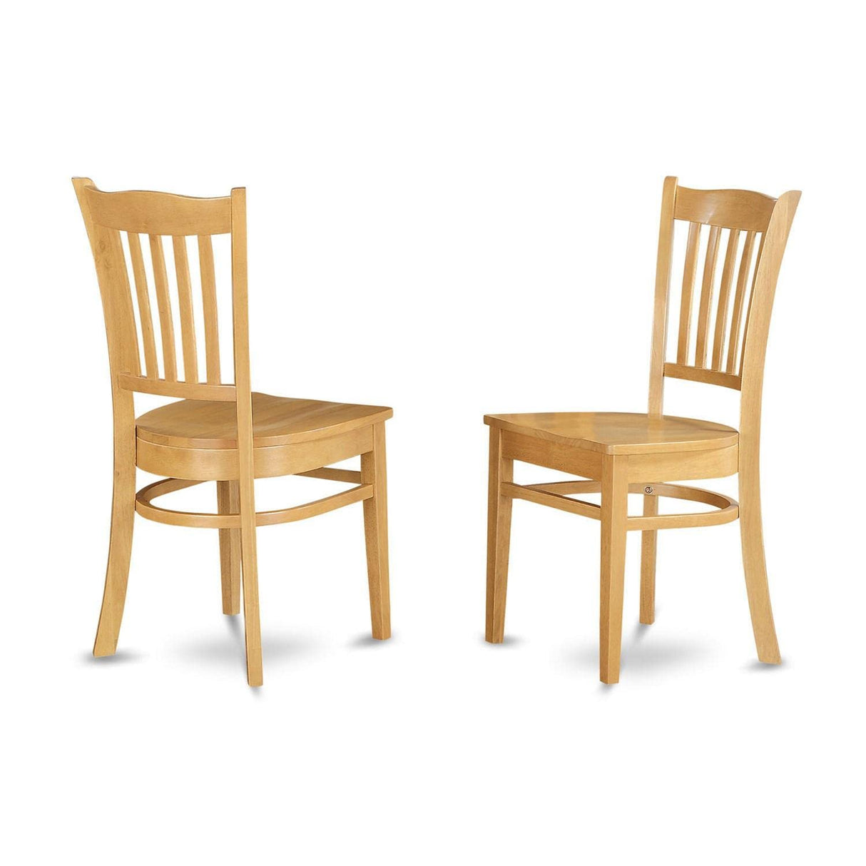 East West Furniture GRC-OAK-W Groton Kitchen Dining Chairs - Slat Back Wooden Seat Chairs, Set of 2, Oak East West Furniture