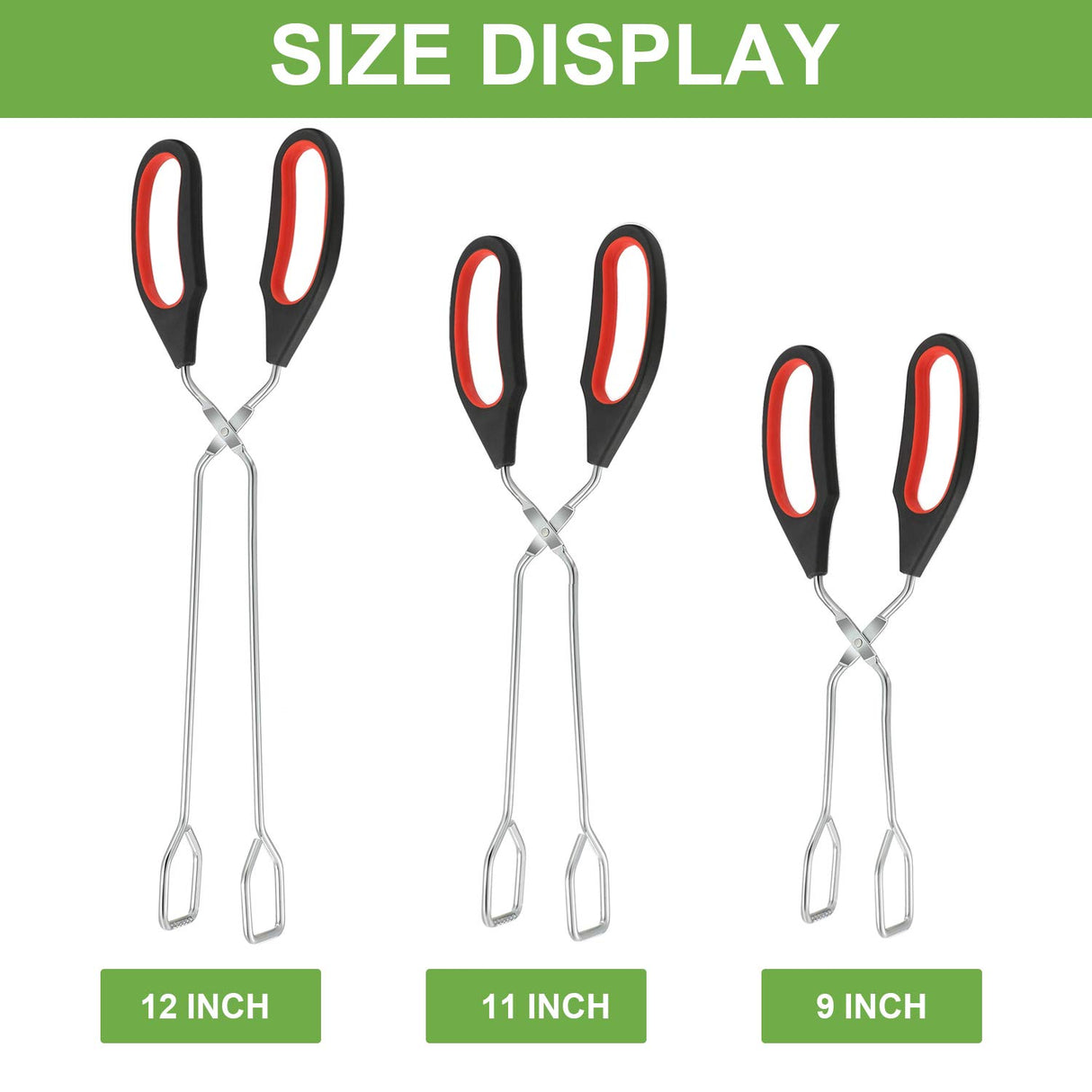 3 Pack Stainless Steel Scissor Tongs for Cooking 9/11/ 12 Inch Kitchen Baking Bread Food Tong BBQ Grilling Tool for Flipping Food Boao