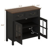 ChooChoo Farmhouse Sideboard Buffet Cabinet with Storage, Coffee Bar Cabinet with Glass Doors, Entryway Cabinet for Kitchen, Living Room, Black ChooChoo