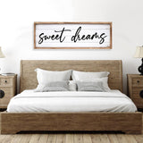 UPPER DECOR Sweet Dreams Wall Decor Above Bed 42''×15'' Large Bedroom Wall Sign Farmhouse Bedroom Sign Wood Framed Guest Room Decor Master Bedroom Wall Decoration UPPER DECOR