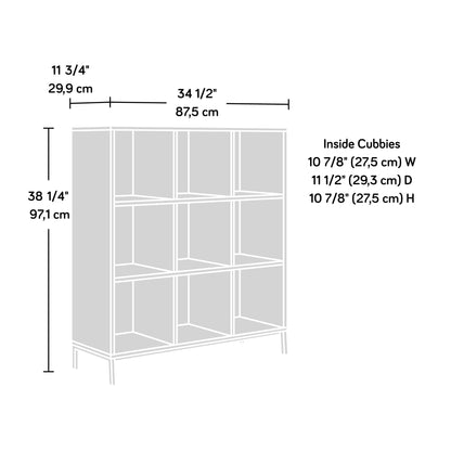 Sauder North Avenue White 9-Cube Organizer with Metal Base - WoodArtSupply