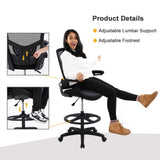 Drafting Chair Ergonomic Tall Office Chair Standing Desk Chair with Flip Up Arms Foot Rest Back Support Adjustable Height Mesh Drafting Stool, Black BestOffice