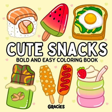 Cute Snacks: Bold and Easy Food Coloring Book for Adults and Teens WoodArtSupply