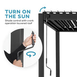 Mirador 111S Round Louvered Pergola Gazebo, 10Ft x 13Ft, Full Aluminum Frame, Adjustable Roof, Outdoor, Durable, Charcoal MIRADOR