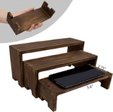 Yikaroeli Display Risers-3 Tier Wood Risers Decorative Rectangular Display Stands Arranging and Showcasing your favorite items(6-piece Set) (Brown Wood) Yikaroeli