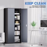DNA MOTORING Metal Storage Cabinet, 71'' Locking Cabinet with 5 Adjustable Shelves, Metal Cabinet Heavy Duty Utility Cabinet for Garage,Office,Home,Gym, Gray Black, TOOLS-00632-GY-BK DNA MOTORING