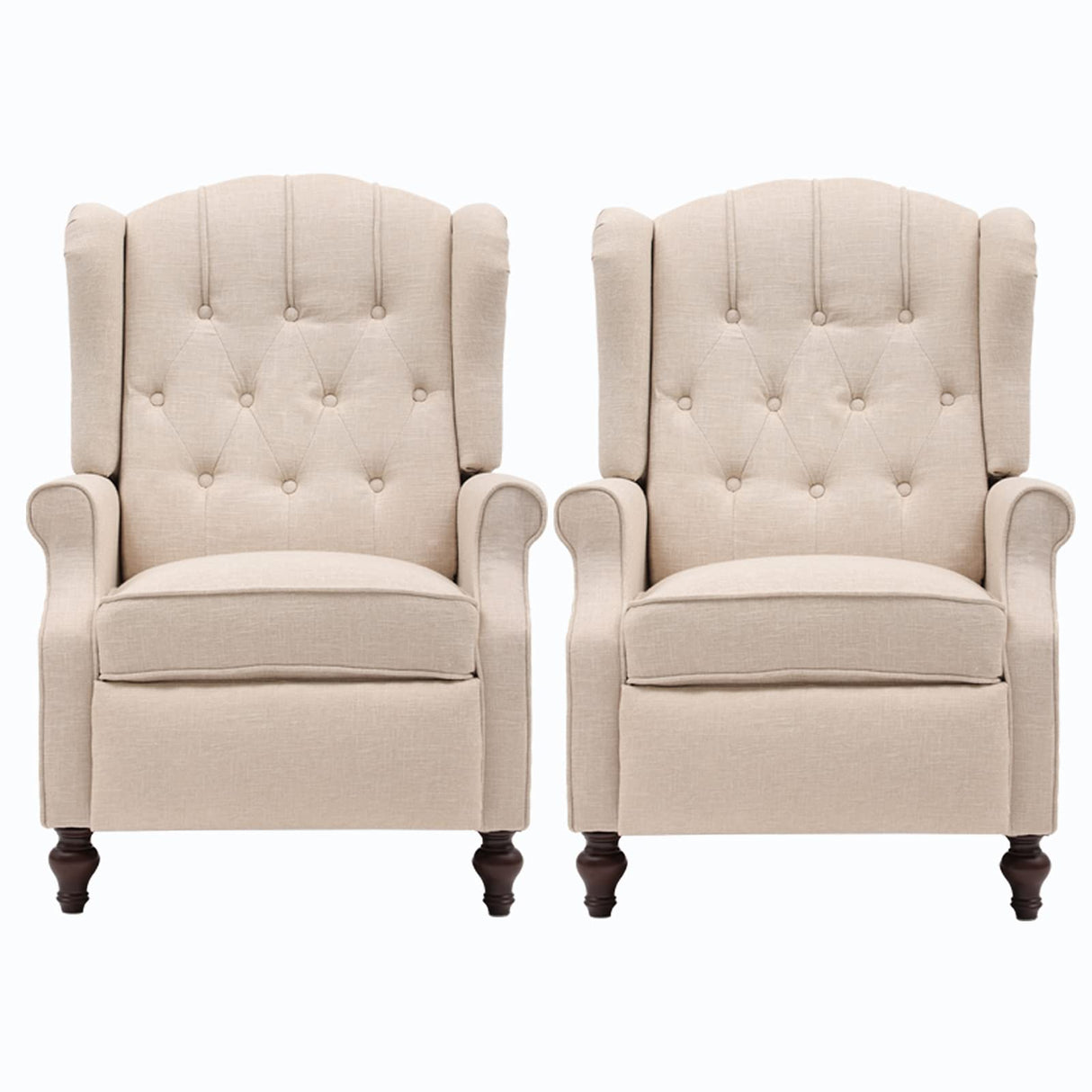 SAMERY Wingback Recliner Chair with Massage and Heat- Accent Chair Push Back Chair for Living Room Bedroom, Tufted Comfy Reclining Arm Chair Sofa, Reading, Napping SAMERY