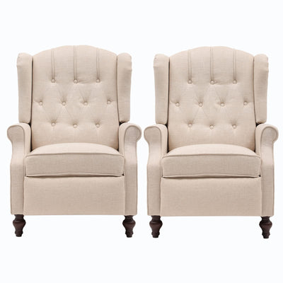 SAMERY Wingback Recliner Chair with Massage and Heat- Accent Chair Push Back Chair for Living Room Bedroom, Tufted Comfy Reclining Arm Chair Sofa, Reading, Napping