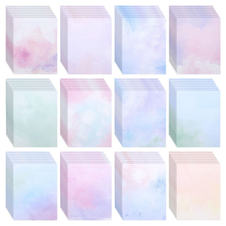 96 Sheets Decorative Watercolored Printer Paper 8.5 x 11 in - Letter Size Double Sided Pastel Stationery Cardstock for Scrapbook Paper Junkie