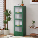 winiowa Green Metal 5-Tier Kitchen Storage Cabinet, 63" Tall Pantry Microwave Stand with Flip-up Acrylic Glass Doors, Freestanding Bakers Rack with Drawer for Kitchen, Dining/Living Room winiowa