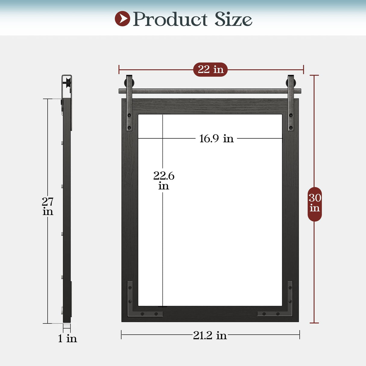 Mestikits Farmhouse Bathroom Vanity Mirror, 22"x30" Black Farmhouse Mirror with Rustic Wood Framed, Rectangle Wall Decorative Mirrors for Entryway, Living Room, Bedroom Mestikits