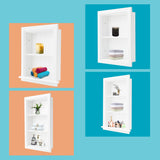 Potter-Island Concealed Medicine Cabinet 14×24 Recessed, Picture Frame Medicine Cabinet, Farmhouse White Wood Frame, 3 Shelves, 100% Handmade, Fully Assembled Wall Niche Insert（Moonlighter） Potter-Island