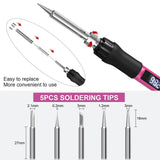 Soldering Iron Kit, 100W Soldering Gun with LED Digital Display, Adjustable Temperature 356-932℉ Solder Kit for Electronics, Includes Soldering Tip, Solder Wire, Stand, Tweezers and Paste, Rose Red Crtsweker