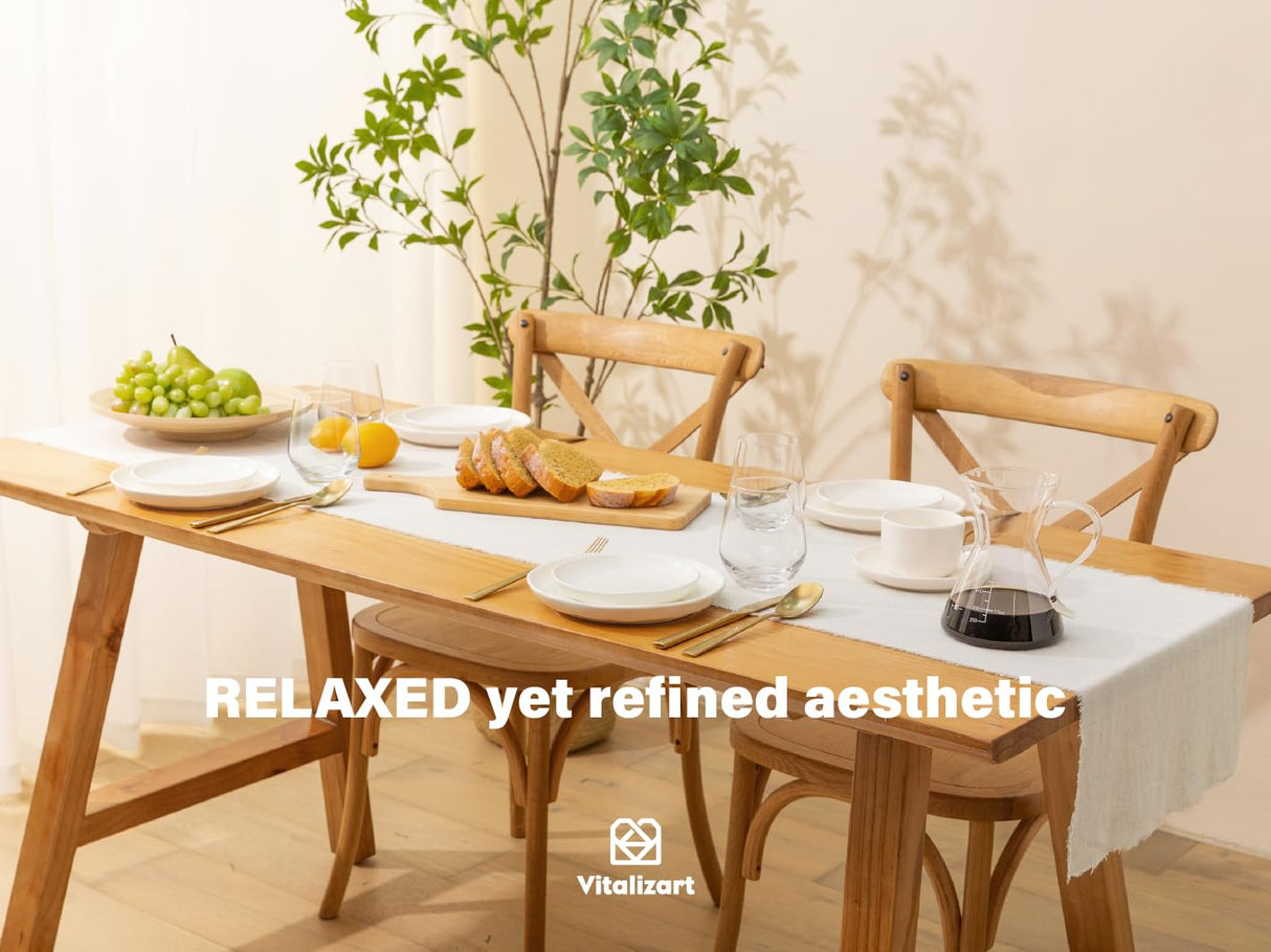 Vitalizart Beige Table Runner 14 x 72 Inches Long Slub Texture Cotton Linen Table Runner for Rustic Home Decorations Dining Room Wedding Decor Reception Bridal Shower Thanksgiving Christmas Vitalizart