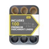 Bake Choice Muffin Top Pan includes 100 Natural Cupcake Liners, Cupcake Pans Nonstick 12 Cup, Muffin Tin, Carbon Steel Baking Supplies Bake Choice