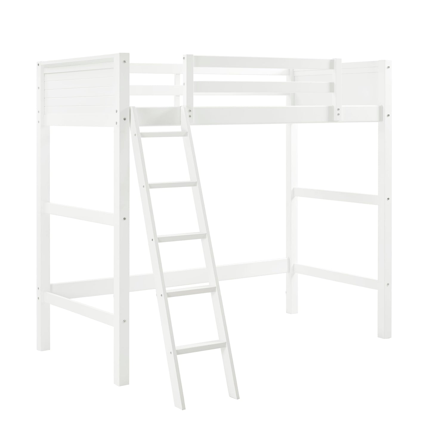 DHP Moon Bay Twin Loft Bed with Ladder - Stylish White Wooden Design for Kids