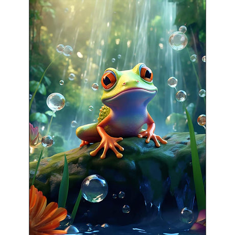5D Diamond Painting Kit, 30x40cm Rain Frog in Jungle Cute Animal Art, Round Drill DIY Craft, Fun Gift for Adults & Teens Amz Camel