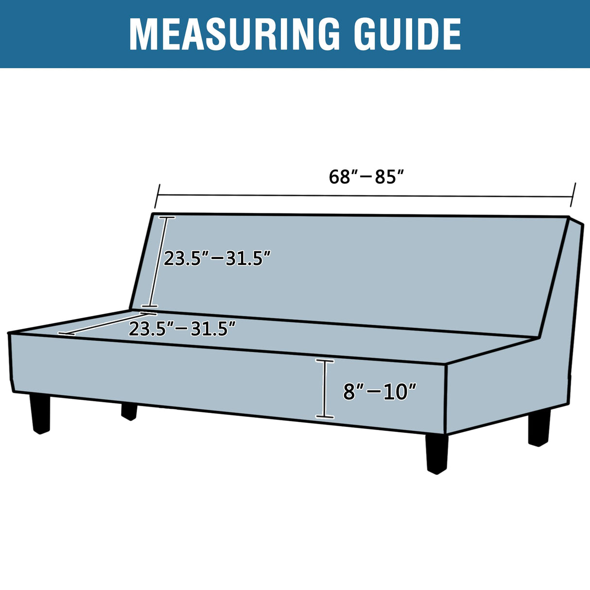 H.VERSAILTEX Armless Futon Cover Stretch Sofa Bed Slipcover Protector Elastic Feature Rich Textured High Spandex Small Checks Jacquard Fabric Futon Cover, Machine Washable, Gray H.VERSAILTEX