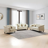 UOCFYK 60" Loveseat Sofa, Microfiber Chesterfield Upholstered Sofas Love Seat, Couch Chair Sets with Style Button Tufted, Scroll Arms and Nailhead for Living Room, Office, White UOCFYK