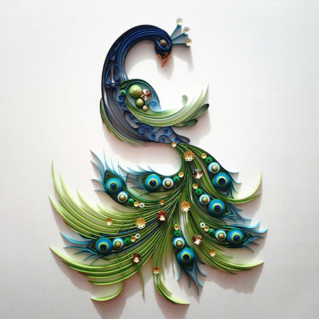 Peacock Paper Quilling Kit Paper Quilling Craft Great for DIY Learning Class, Home Decoration, Birthday Gift,Parent-child interaction.It's Suitable for Children and Craftsmen.Creative Stress Relief. MerainMe