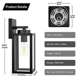 Outdoor Wall Light Fixtures, Exterior Waterproof Wall Lanterns, Porch Sconces Lighting with E26 Sockets & Glass Shades, Modern Matte Black Outside Lights for Patio Front Door Entryway Garage, 2-Pack BesLowe