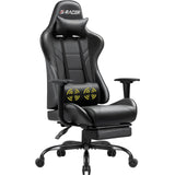 Homall Gaming Chair Massage Computer Office Chair Ergonomic Desk Chair with Footrest Racing Executive Swivel Chair Adjustable Rolling Task Chair (Black) Homall
