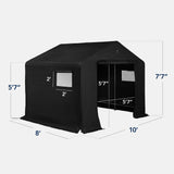 Best Choice Products 10x8ft Outdoor Storage Shed, Carport, Canopy Shelter, Dual Doors & Windows, Metal Frame, Weather-Resistant, Perfect for Storing Motorcycle, Bike, Garden Tools – Black Best Choice Products