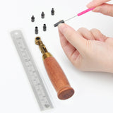 Japanese Screw Punch, Boyistar Wood Handle Belt Hole Puncher, Adjustable Leather Hole Punch Tool (Brown) Boyistar