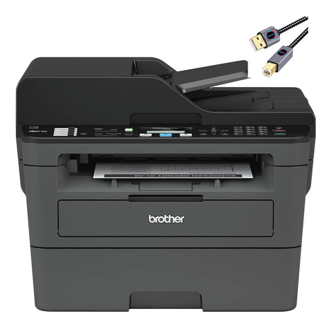 Brother Premium L-2690DW Series Compact Monochrome All-in-One Laser Printer I Print Copy Scan Fax I Wirless I Mobile Printing I Auto 2-Sided Printing I ADF I 26 ppm I ADF + Printer Cable Brother
